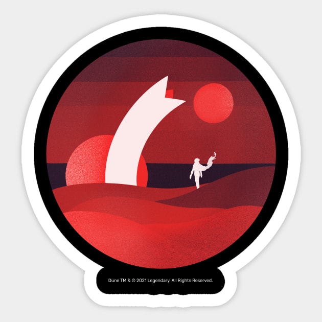 Minimalist Arrakis, Red Sunrise Sticker by Dream Artworks
